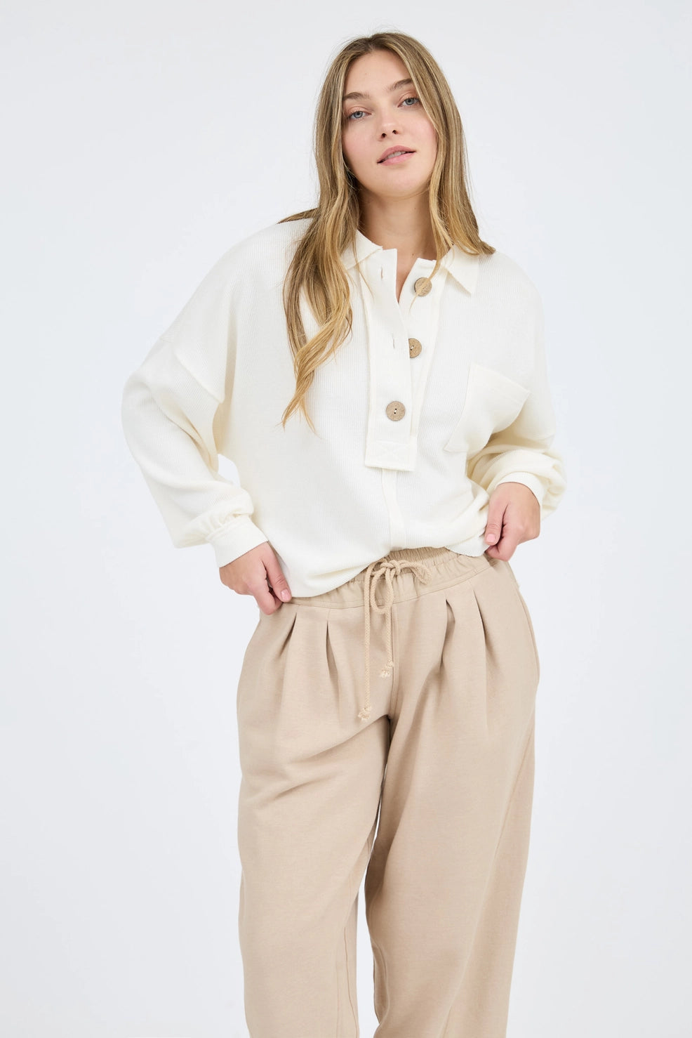 Ivory Button Top