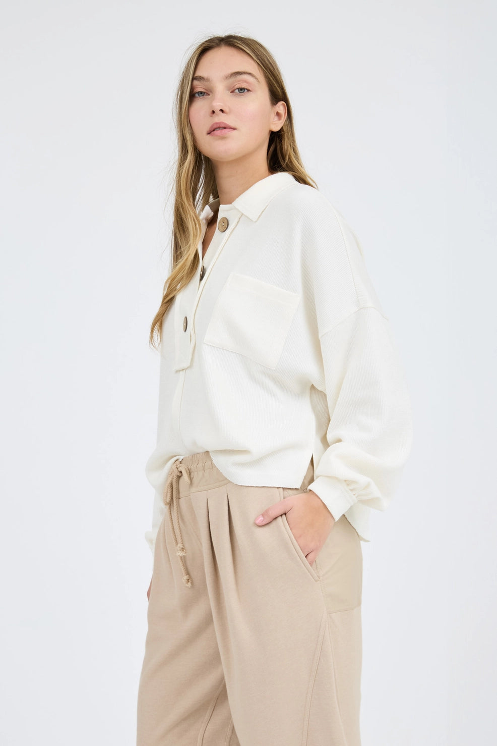 Ivory Button Top