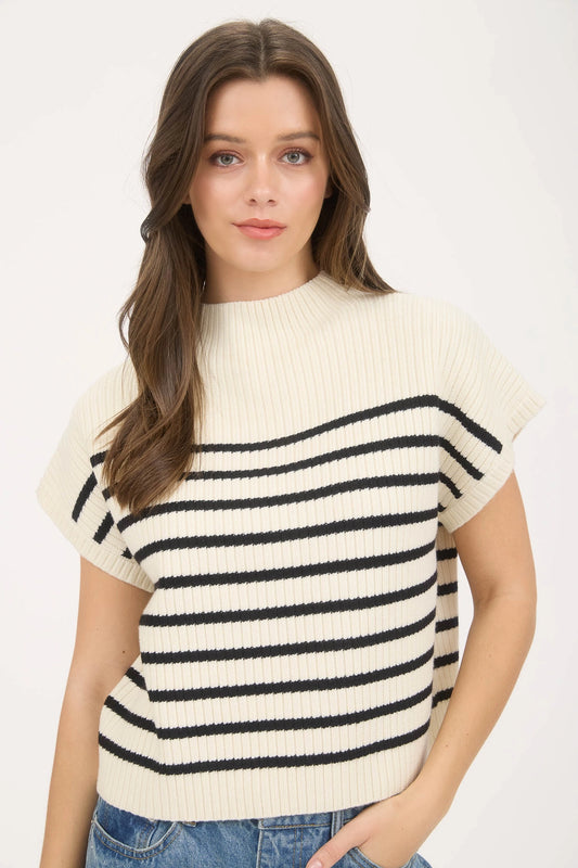 Striped Short Sleeve Sweater